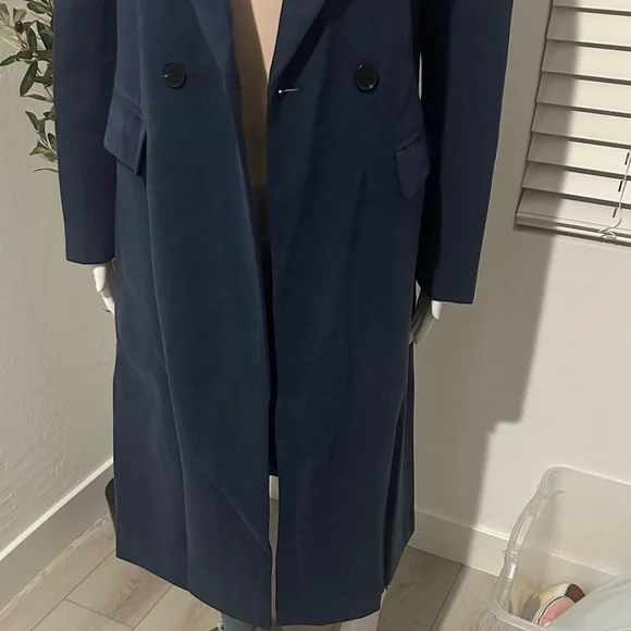 Women's Blue Long Coat - Picture 7 of 10